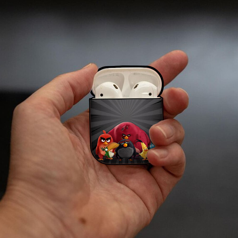 Angry Birds アングリーバード AirPods 第2世代保護ケース ハードシェル ブラック 耐衝撃・防指紋・カラビナ付き