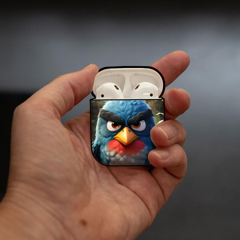 Angry Birds アングリーバード AirPods 第2世代保護ケース ハードシェル ブラック 耐衝撃・防指紋・カラビナ付き