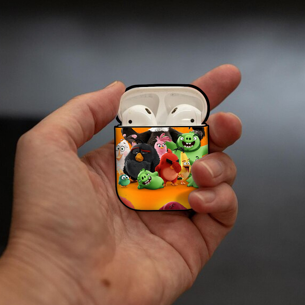 Angry Birds アングリーバード AirPods 第2世代保護ケース ハードシェル ブラック 耐衝撃・防指紋・カラビナ付き