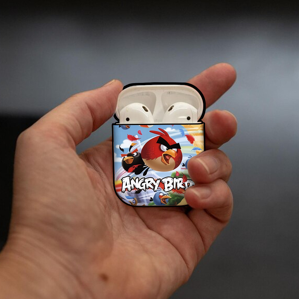 Angry Birds アングリーバード AirPods 第2世代保護ケース ハードシェル ブラック 耐衝撃・防指紋・カラビナ付き
