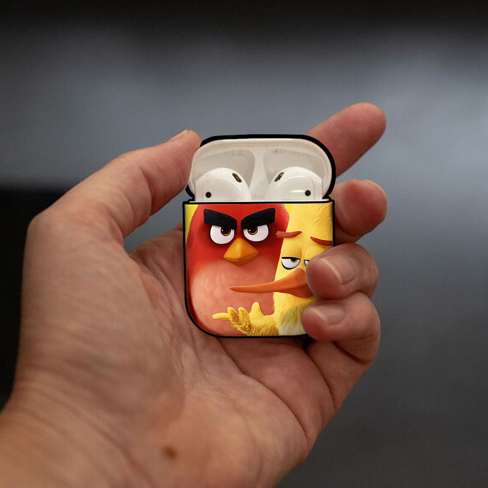 Angry Birds アングリーバード AirPods 第2世代保護ケース ハードシェル ブラック 耐衝撃・防指紋・カラビナ付き