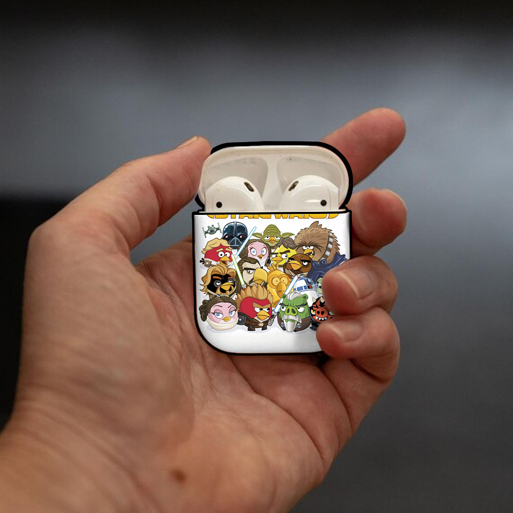 Angry Birds アングリーバード AirPods 第2世代保護ケース ハードシェル ブラック 耐衝撃・防指紋・カラビナ付き