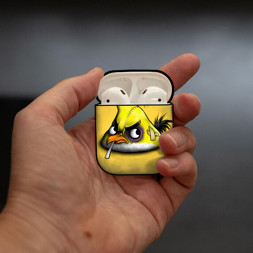 Angry Birds アングリーバード AirPods 第2世代保護ケース ハードシェル ブラック 耐衝撃・防指紋・カラビナ付き