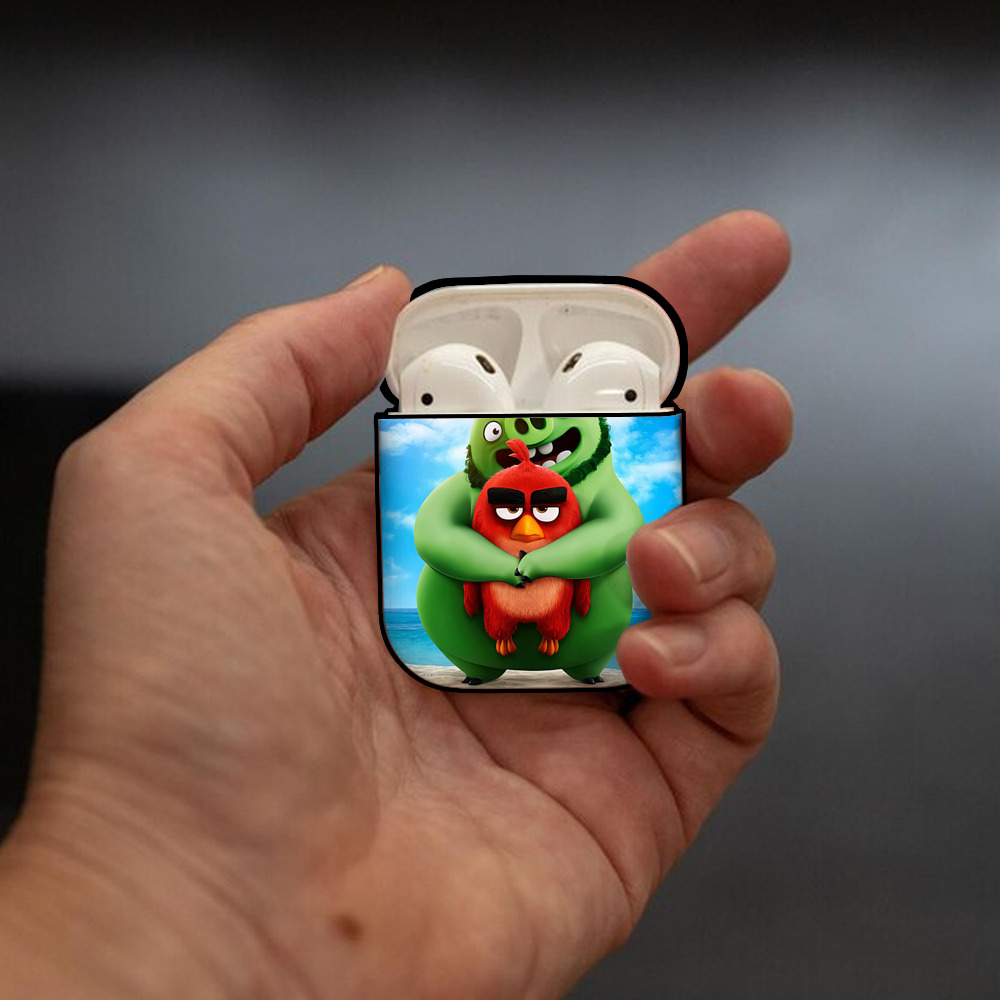Angry Birds アングリーバード AirPods 第2世代保護ケース ハードシェル ブラック 耐衝撃・防指紋・カラビナ付き