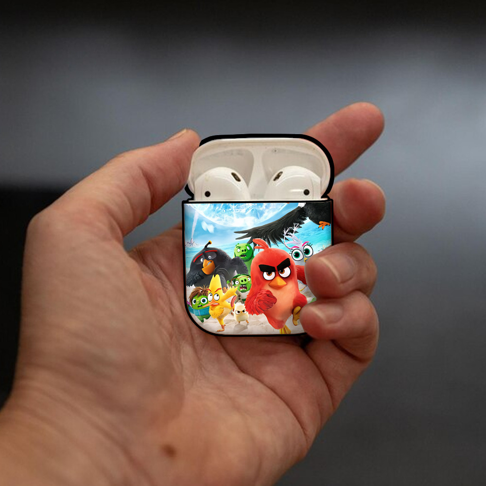 Angry Birds アングリーバード AirPods 第2世代保護ケース ハードシェル ブラック 耐衝撃・防指紋・カラビナ付き