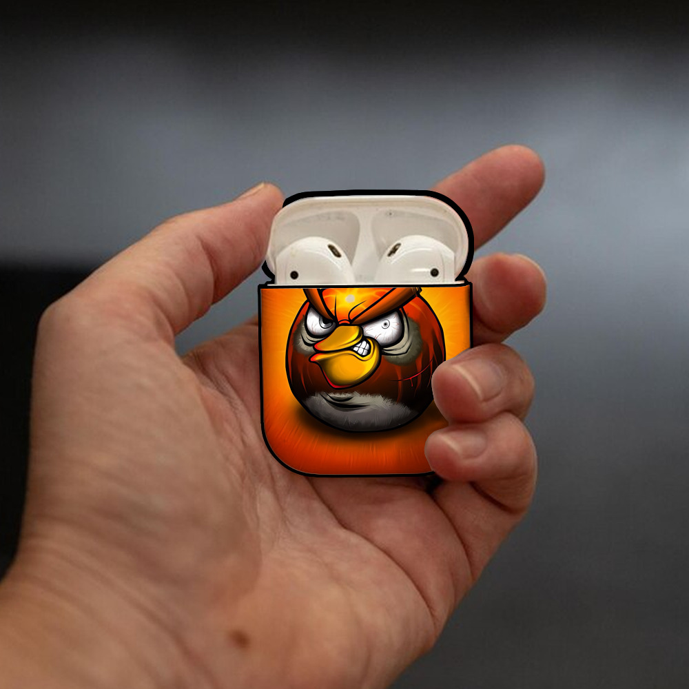 Angry Birds アングリーバード AirPods 第2世代保護ケース ハードシェル ブラック 耐衝撃・防指紋・カラビナ付き