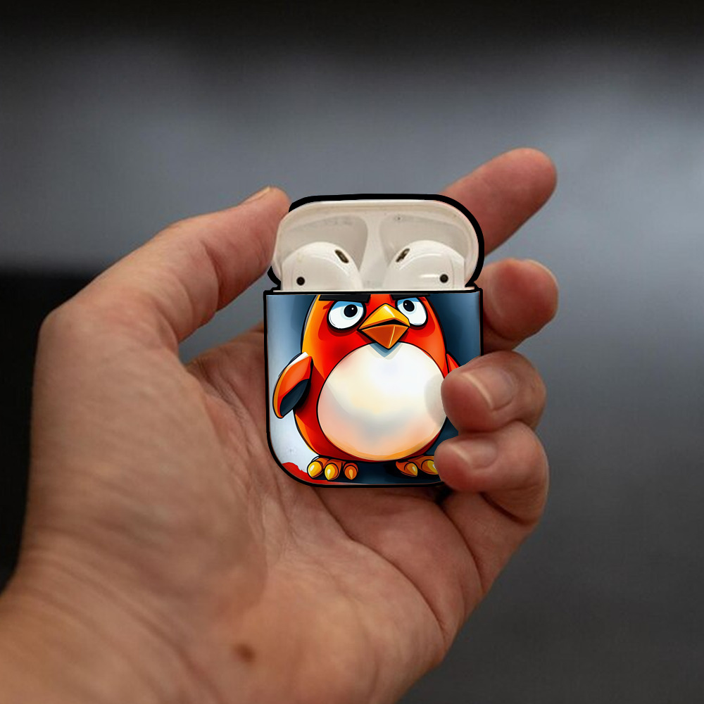 Angry Birds アングリーバード AirPods 第2世代保護ケース ハードシェル ブラック 耐衝撃・防指紋・カラビナ付き
