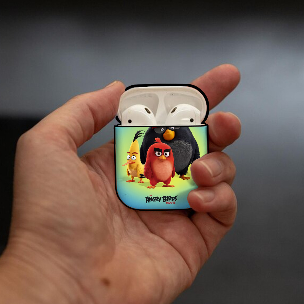 Angry Birds アングリーバード AirPods 第2世代保護ケース ハードシェル ブラック 耐衝撃・防指紋・カラビナ付き