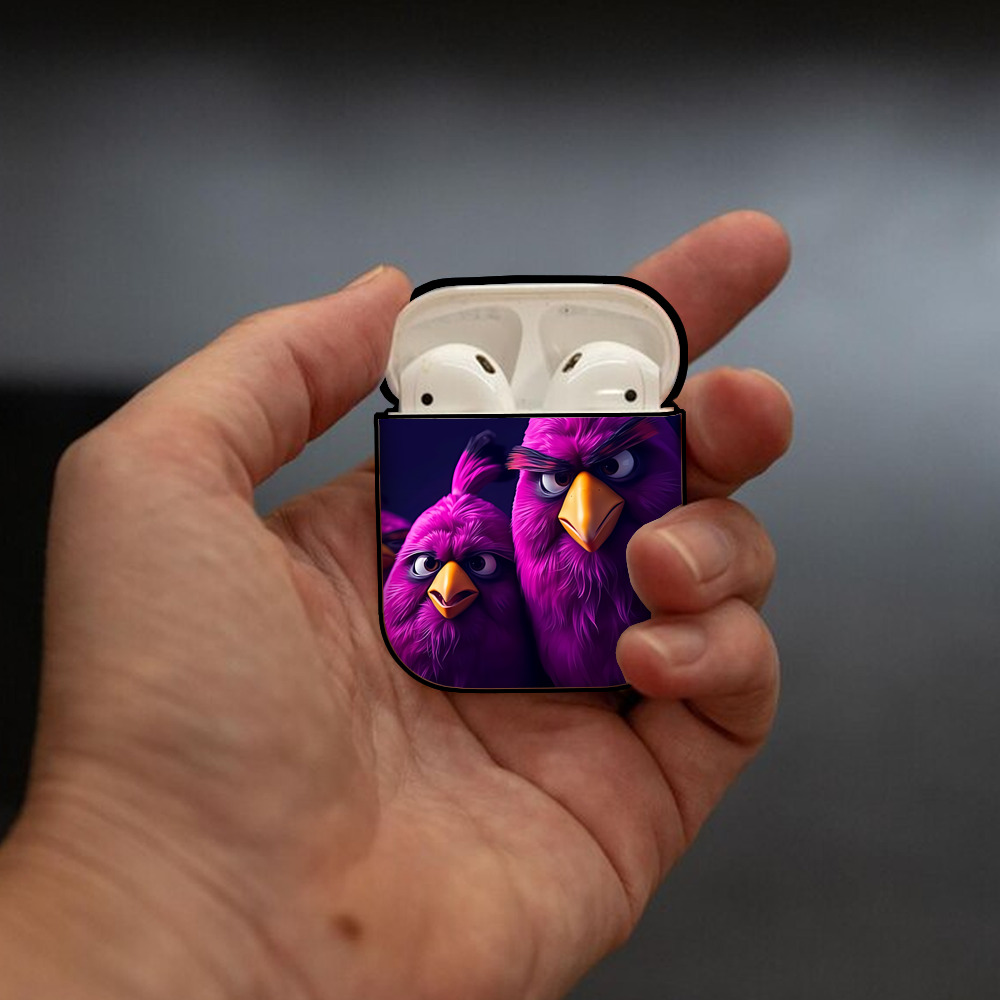 Angry Birds アングリーバード AirPods 第2世代保護ケース ハードシェル ブラック 耐衝撃・防指紋・カラビナ付き