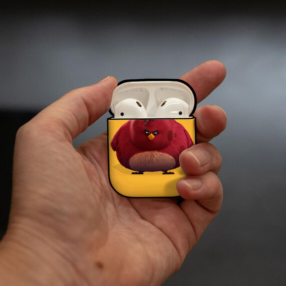 Angry Birds アングリーバード AirPods 第2世代保護ケース ハードシェル ブラック 耐衝撃・防指紋・カラビナ付き