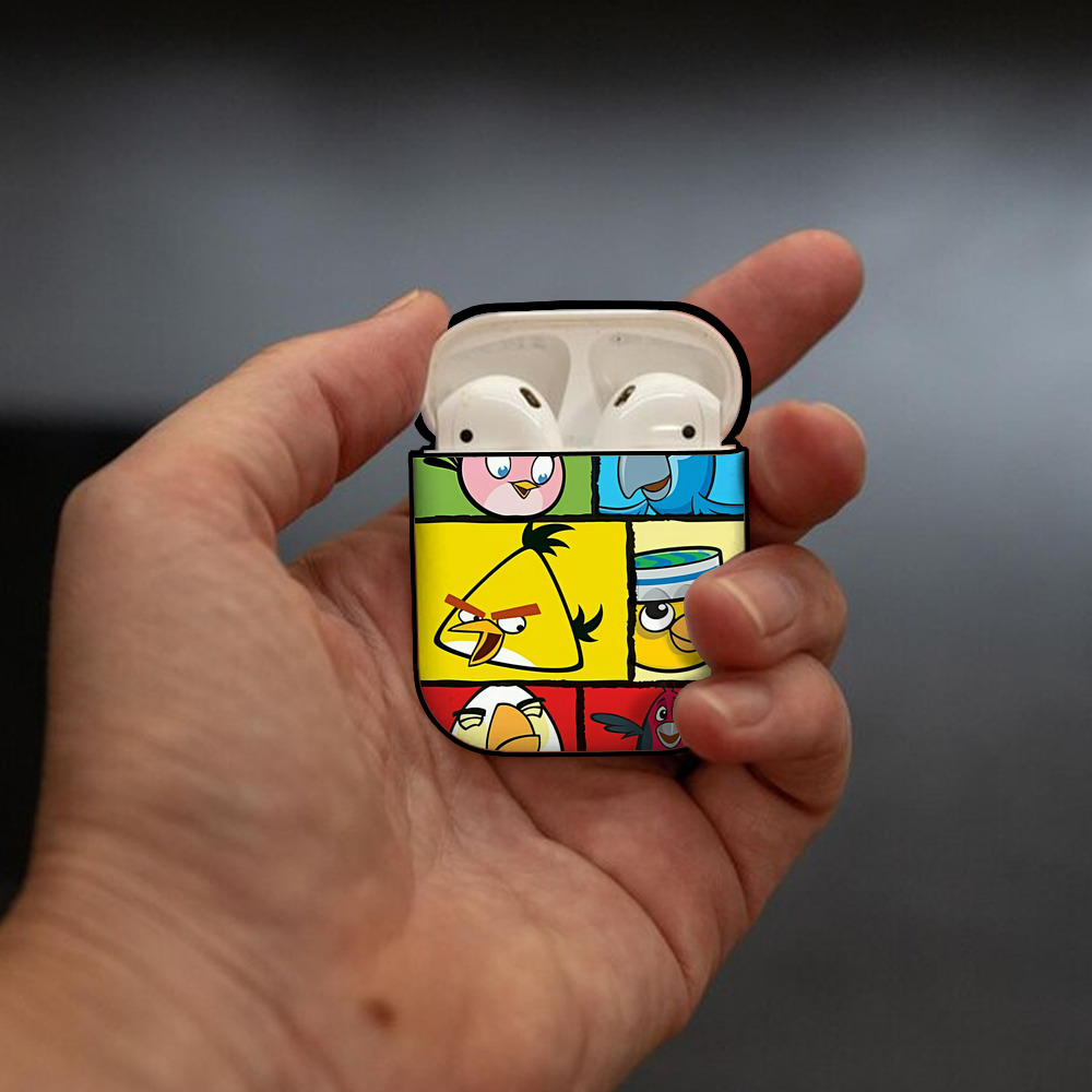 Angry Birds アングリーバード AirPods 第2世代保護ケース ハードシェル ブラック 耐衝撃・防指紋・カラビナ付き