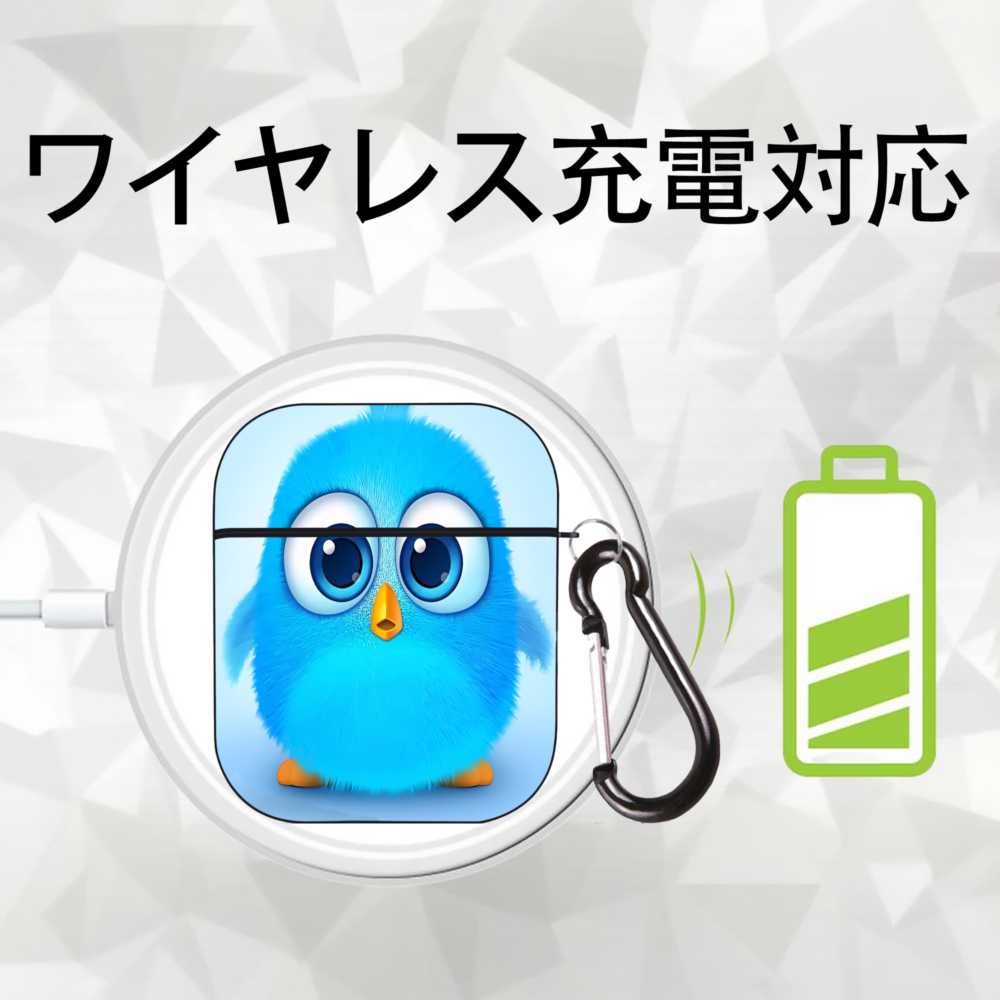 Angry Birds アングリーバード AirPods 第2世代保護ケース ハードシェル ブラック 耐衝撃・防指紋・カラビナ付き