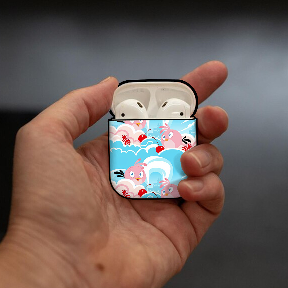 Angry Birds アングリーバード AirPods 第2世代保護ケース ハードシェル ブラック 耐衝撃・防指紋・カラビナ付き