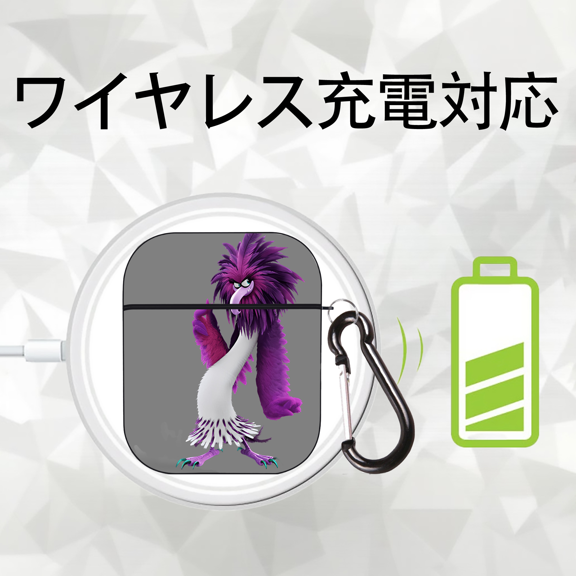 Angry Birds アングリーバード AirPods 第2世代保護ケース ハードシェル ブラック 耐衝撃・防指紋・カラビナ付き