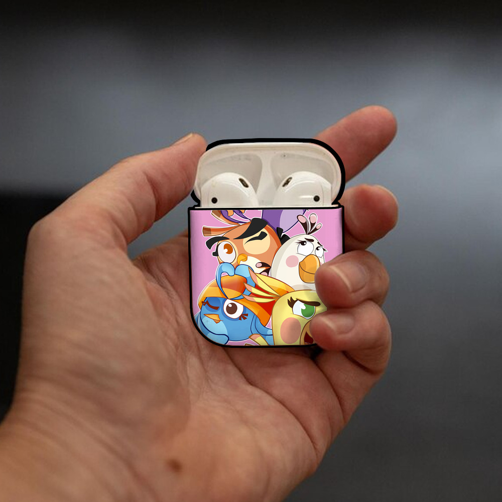 Angry Birds アングリーバード AirPods 第2世代保護ケース ハードシェル ブラック 耐衝撃・防指紋・カラビナ付き