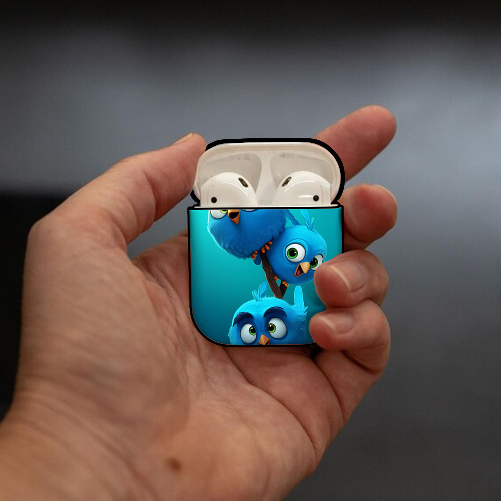 Angry Birds アングリーバード AirPods 第2世代保護ケース ハードシェル ブラック 耐衝撃・防指紋・カラビナ付き