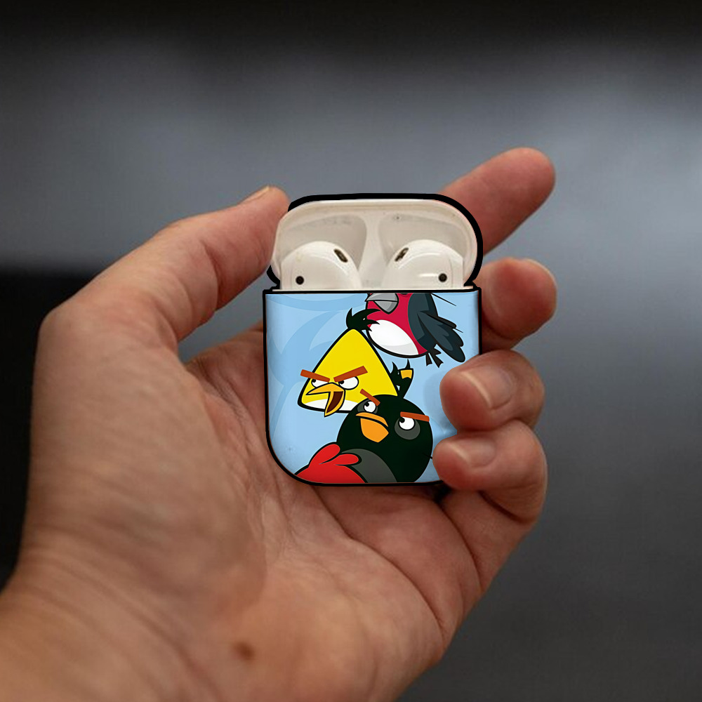 Angry Birds アングリーバード AirPods 第2世代保護ケース ハードシェル ブラック 耐衝撃・防指紋・カラビナ付き