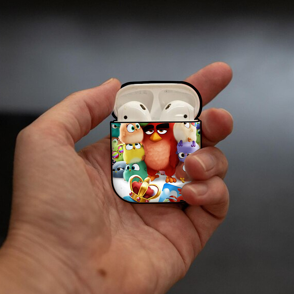 Angry Birds アングリーバード AirPods 第2世代保護ケース ハードシェル ブラック 耐衝撃・防指紋・カラビナ付き