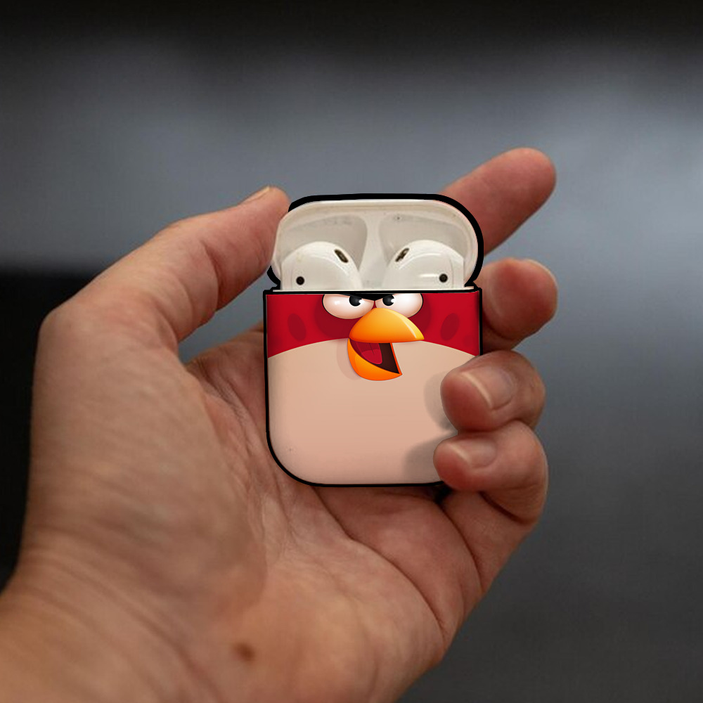 Angry Birds アングリーバード AirPods 第2世代保護ケース ハードシェル ブラック 耐衝撃・防指紋・カラビナ付き