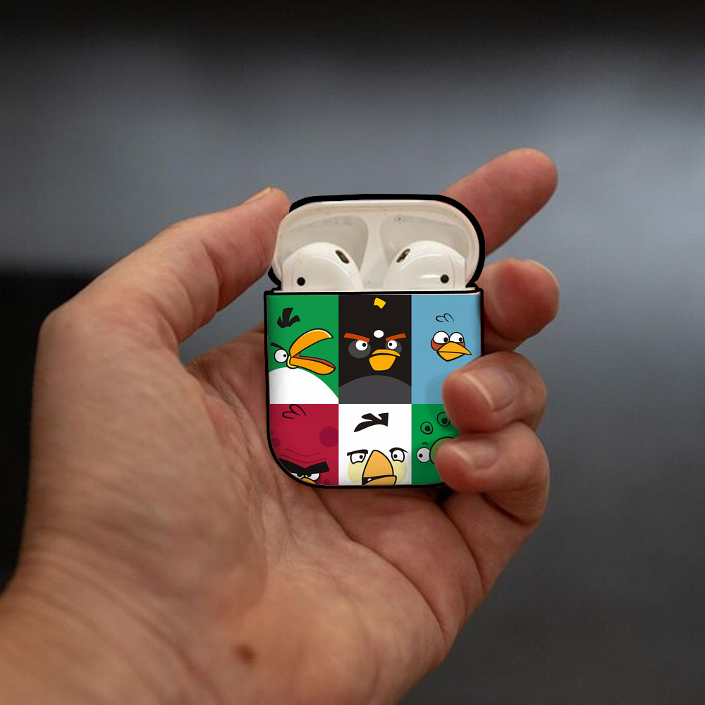 Angry Birds アングリーバード AirPods 第2世代保護ケース ハードシェル ブラック 耐衝撃・防指紋・カラビナ付き