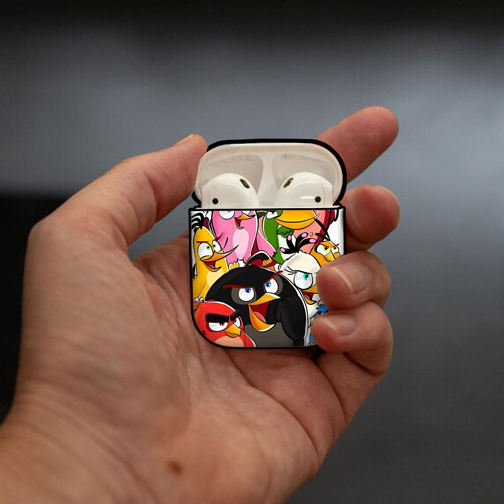 Angry Birds アングリーバード AirPods 第2世代保護ケース ハードシェル ブラック 耐衝撃・防指紋・カラビナ付き