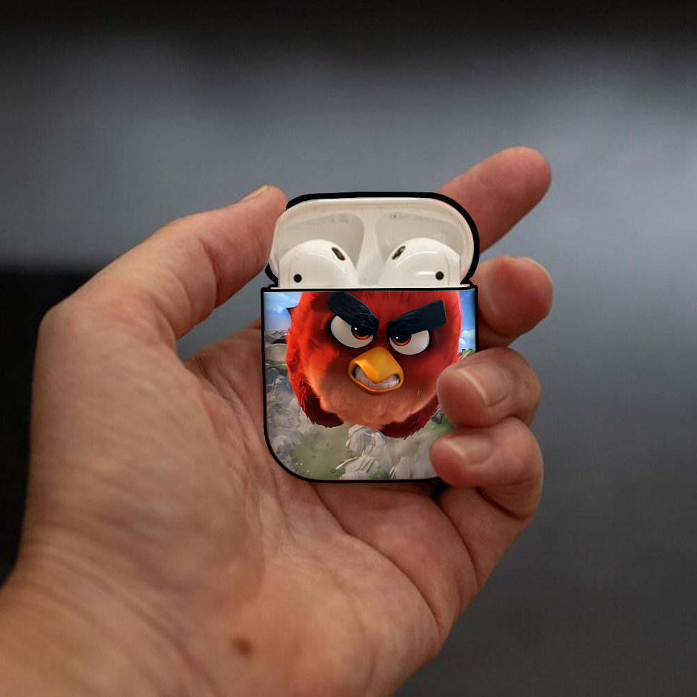 Angry Birds アングリーバード AirPods 第2世代保護ケース ハードシェル ブラック 耐衝撃・防指紋・カラビナ付き