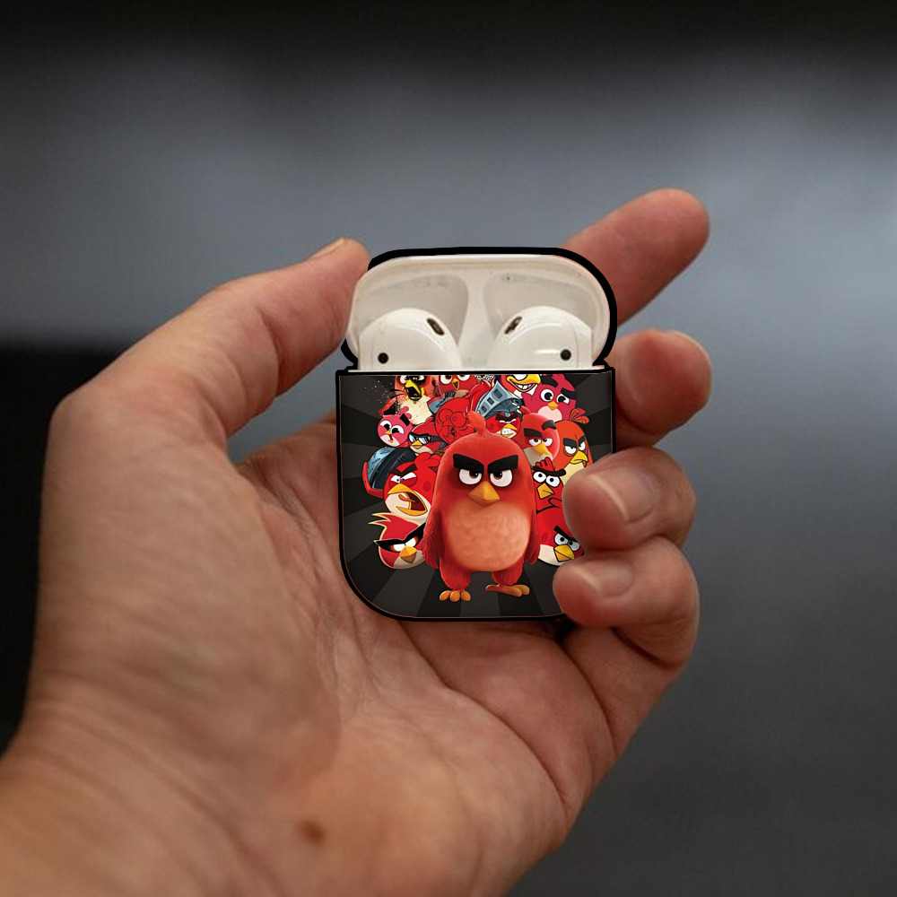 Angry Birds アングリーバード AirPods 第2世代保護ケース ハードシェル ブラック 耐衝撃・防指紋・カラビナ付き