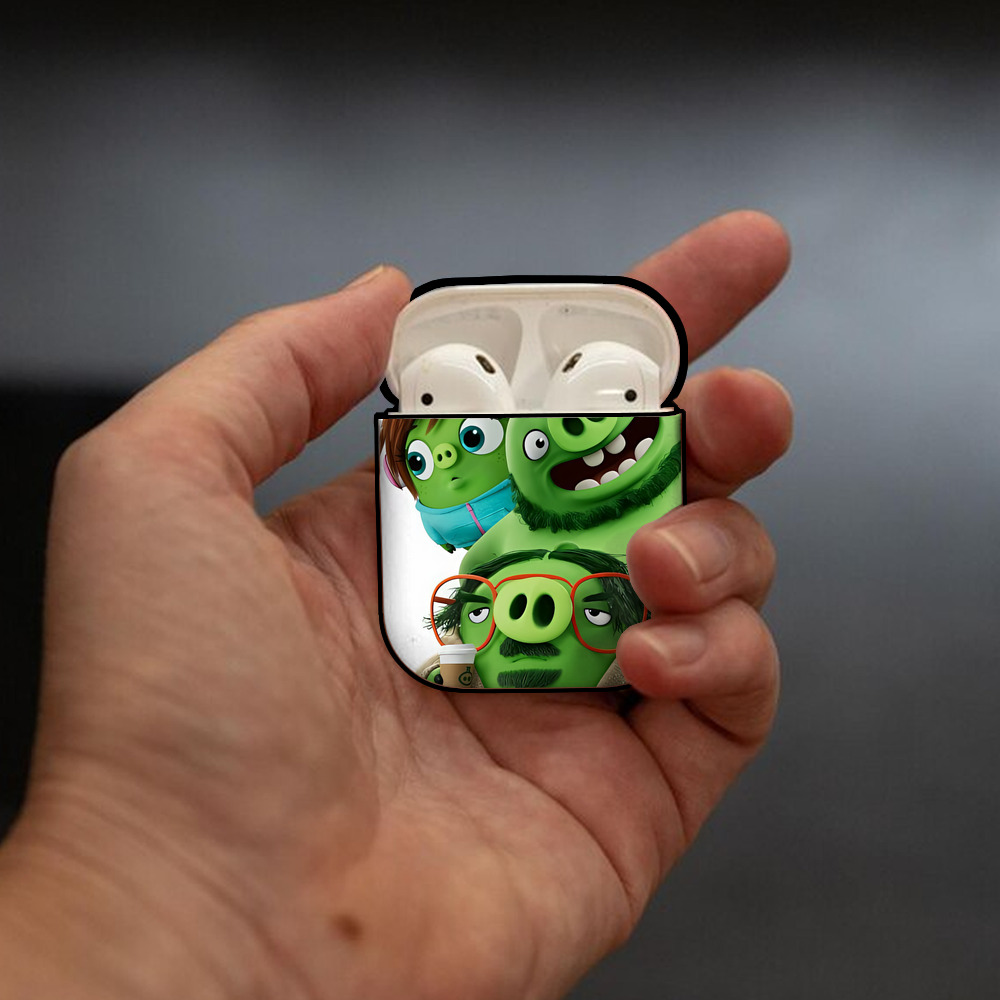 Angry Birds アングリーバード AirPods 第2世代保護ケース ハードシェル ブラック 耐衝撃・防指紋・カラビナ付き