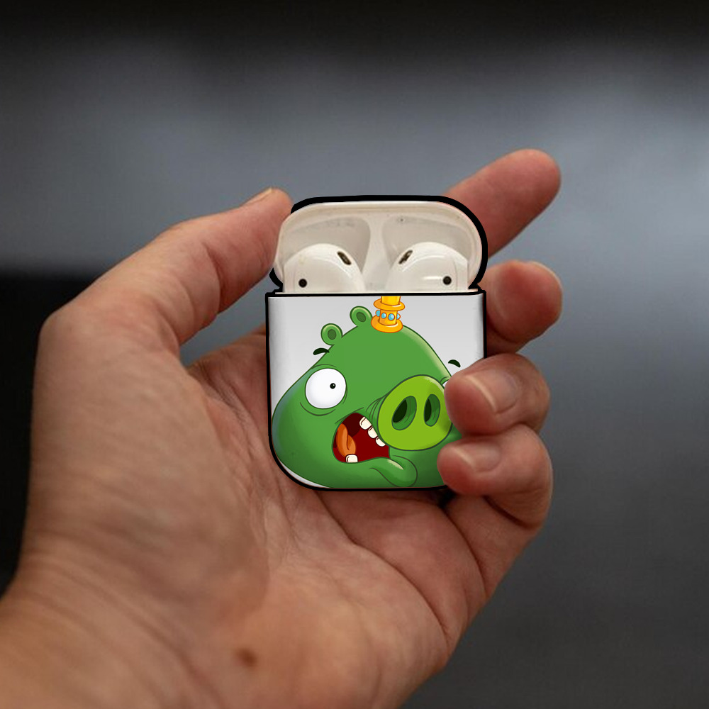 Angry Birds アングリーバード AirPods 第2世代保護ケース ハードシェル ブラック 耐衝撃・防指紋・カラビナ付き