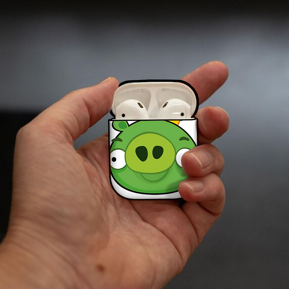Angry Birds アングリーバード AirPods 第2世代保護ケース ハードシェル ブラック 耐衝撃・防指紋・カラビナ付き