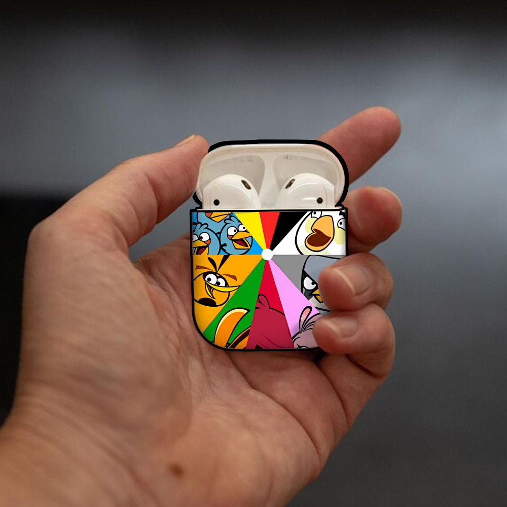Angry Birds アングリーバード AirPods 第2世代保護ケース ハードシェル ブラック 耐衝撃・防指紋・カラビナ付き