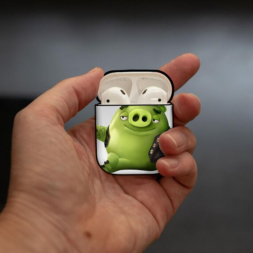 Angry Birds アングリーバード AirPods 第2世代保護ケース ハードシェル ブラック 耐衝撃・防指紋・カラビナ付き