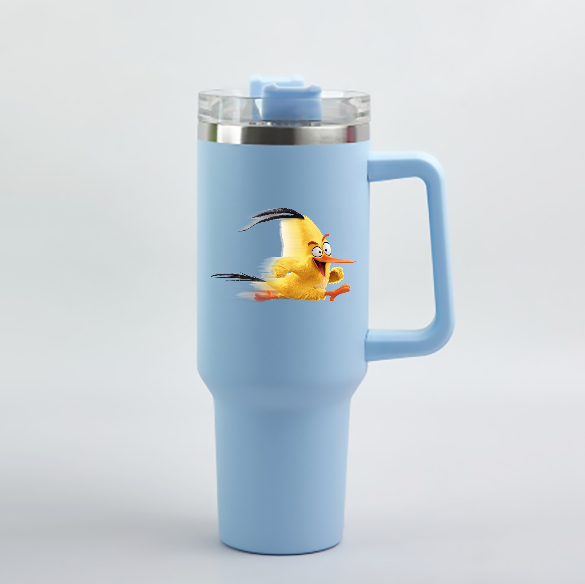 （画像用） Angry Birds アングリーバード 1200mL車用タンブラー - クリスタルステッカー（プラスチックストロー付き）