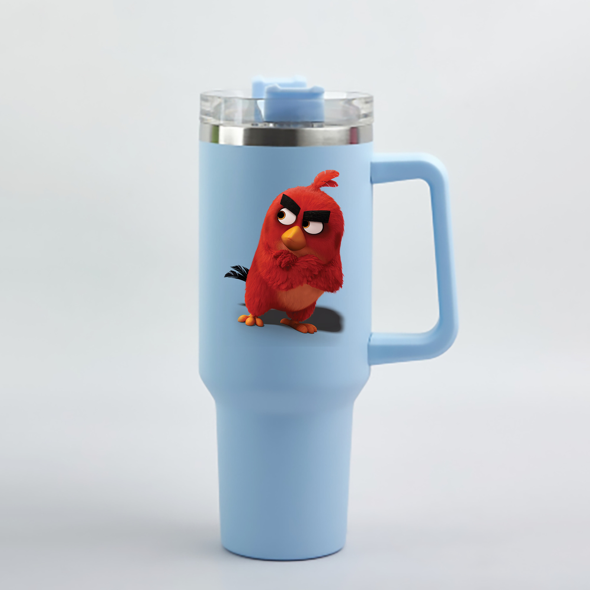 （画像用） Angry Birds アングリーバード 1200mL車用タンブラー - クリスタルステッカー（プラスチックストロー付き）
