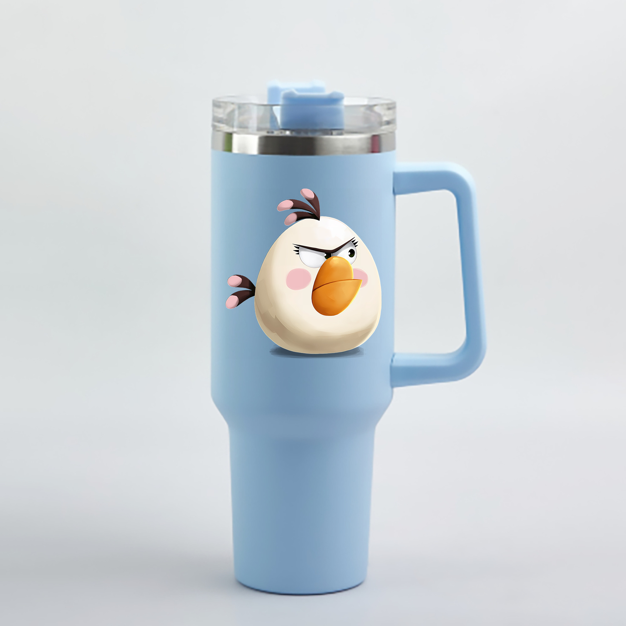 （画像用） Angry Birds アングリーバード 1200mL車用タンブラー - クリスタルステッカー（プラスチックストロー付き）