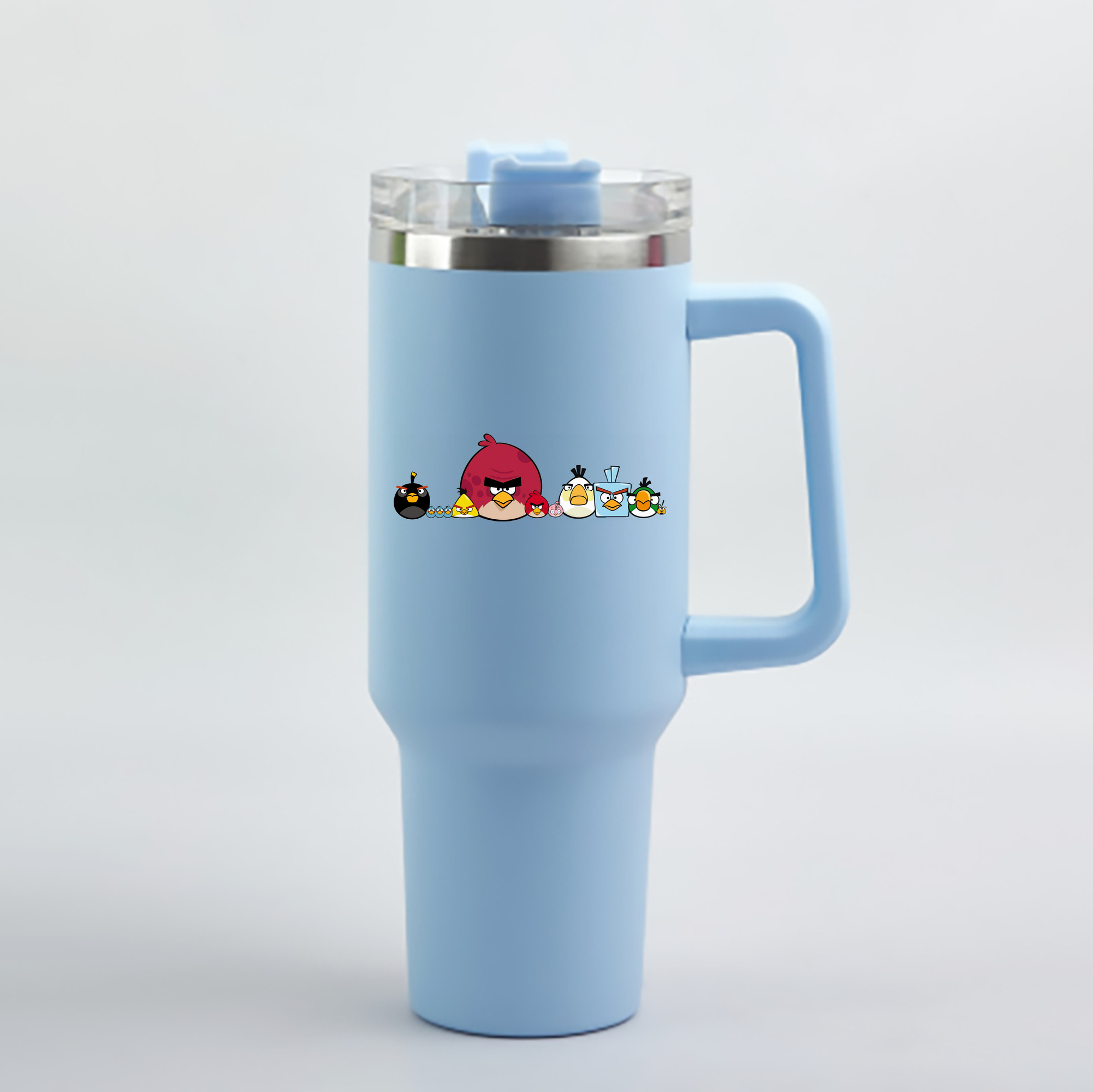 （画像用） Angry Birds アングリーバード 1200mL車用タンブラー - クリスタルステッカー（プラスチックストロー付き）