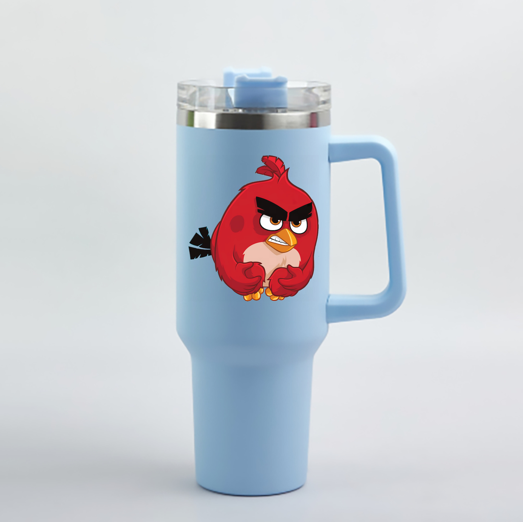 （画像用） Angry Birds アングリーバード 1200mL車用タンブラー - クリスタルステッカー（プラスチックストロー付き）