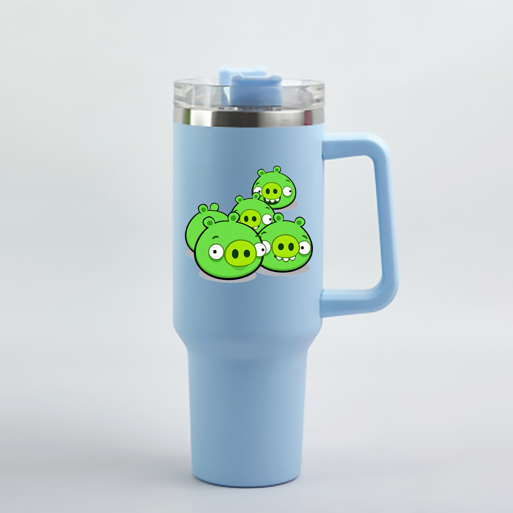 （画像用） Angry Birds アングリーバード 1200mL車用タンブラー - クリスタルステッカー（プラスチックストロー付き）