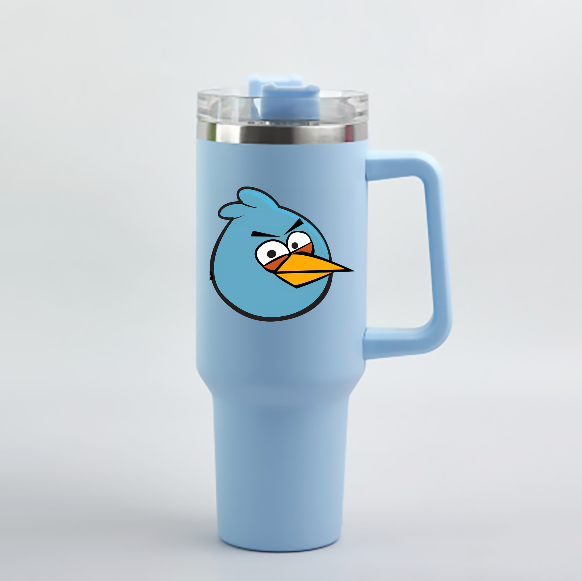 （画像用） Angry Birds アングリーバード 1200mL車用タンブラー - クリスタルステッカー（プラスチックストロー付き）