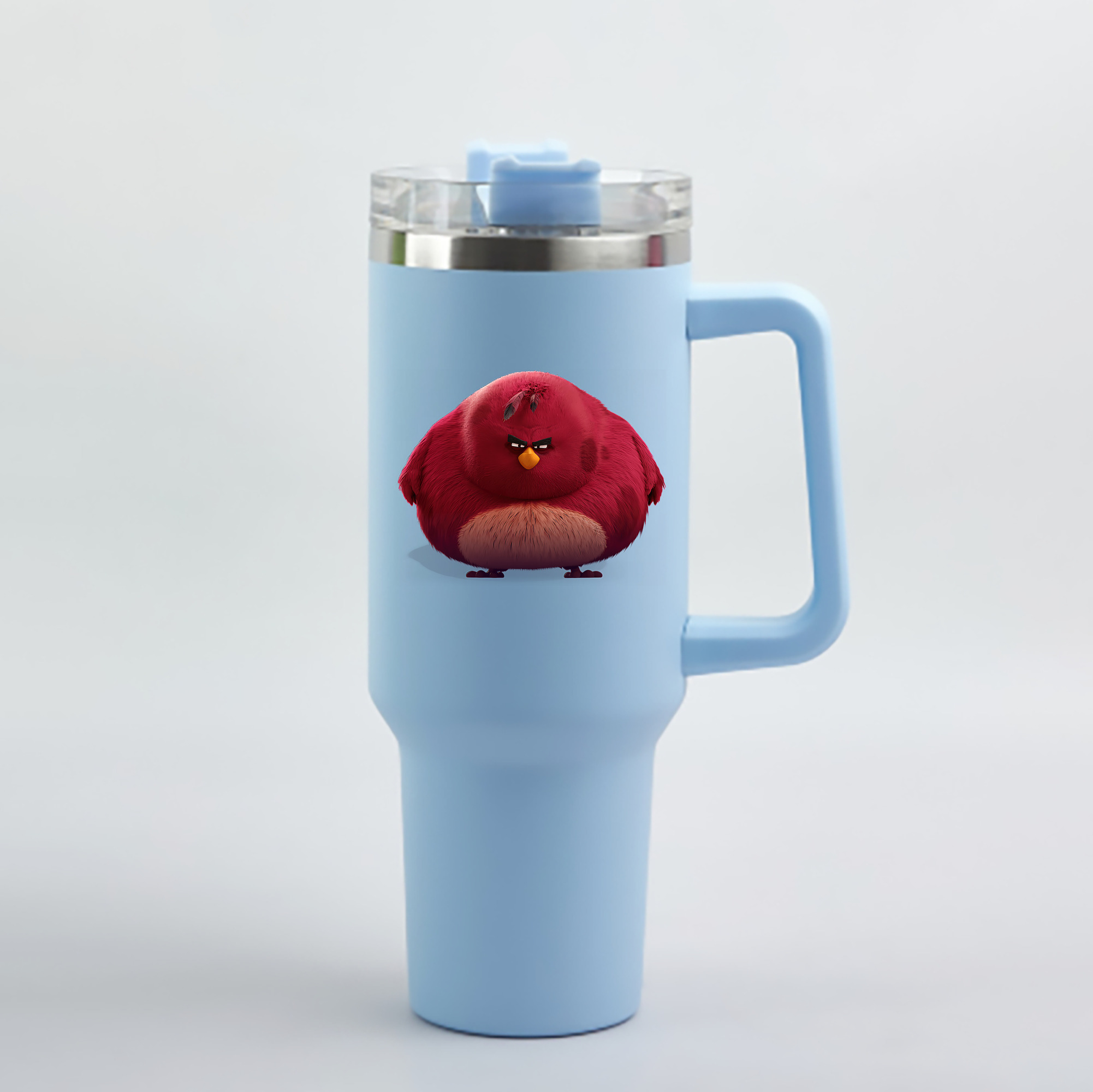 （画像用） Angry Birds アングリーバード 1200mL車用タンブラー - クリスタルステッカー（プラスチックストロー付き）
