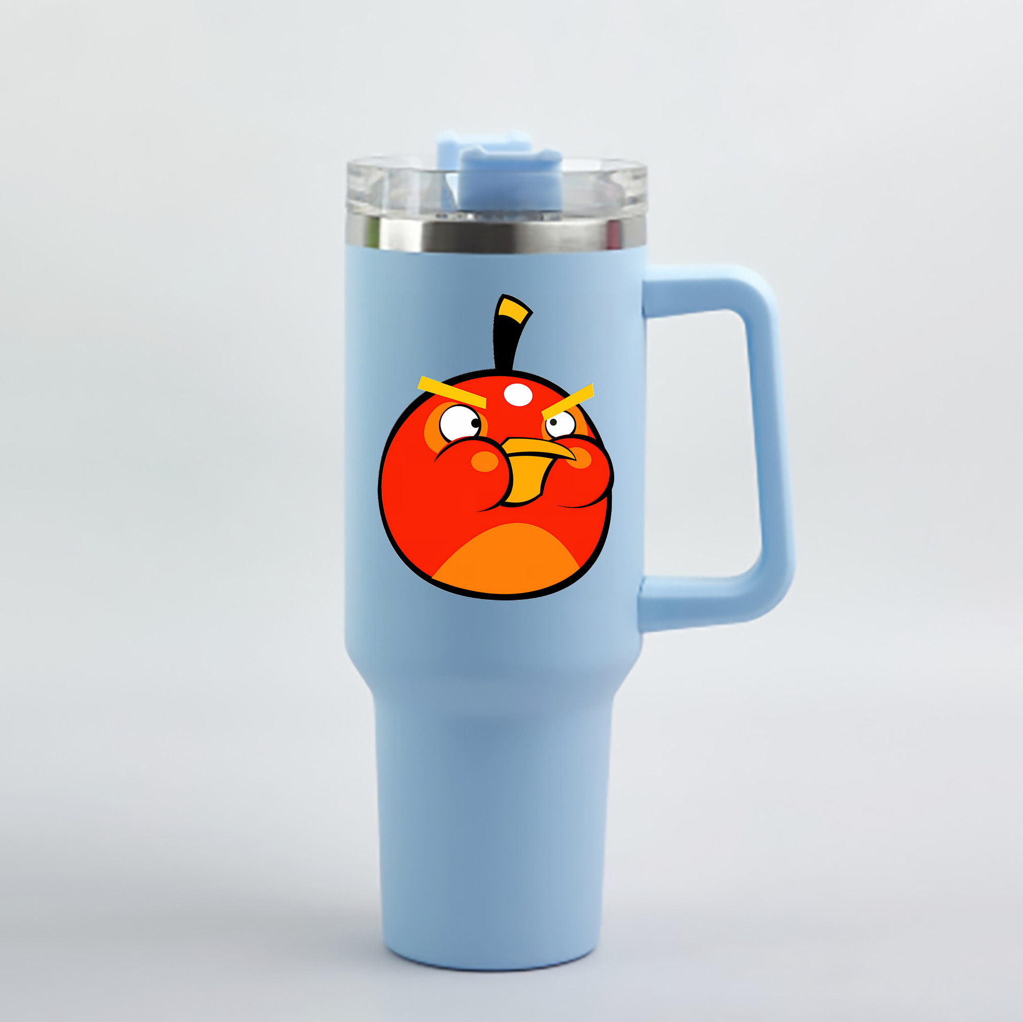 （画像用） Angry Birds アングリーバード 1200mL車用タンブラー - クリスタルステッカー（プラスチックストロー付き）