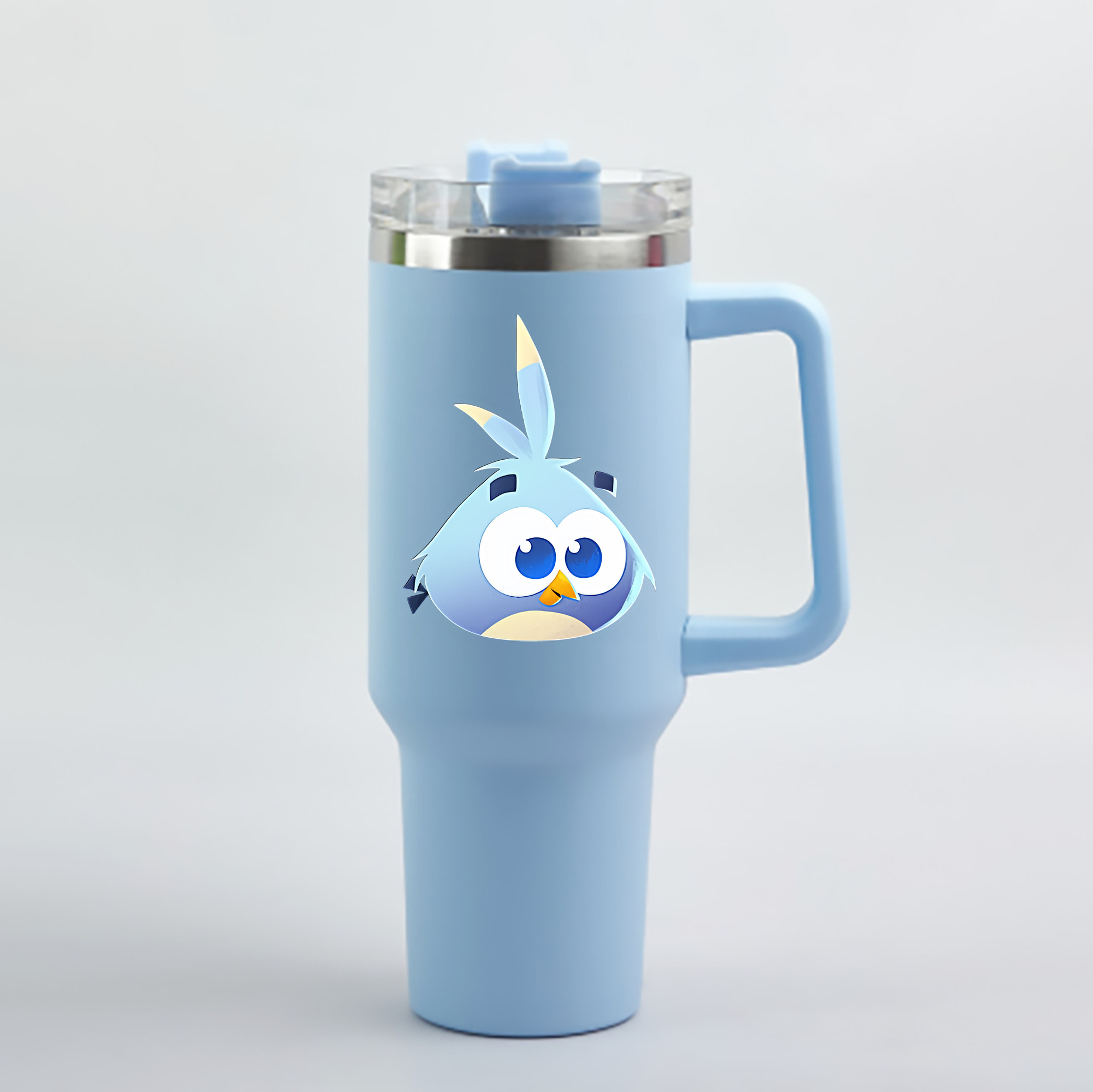 （画像用） Angry Birds アングリーバード 1200mL車用タンブラー - クリスタルステッカー（プラスチックストロー付き）