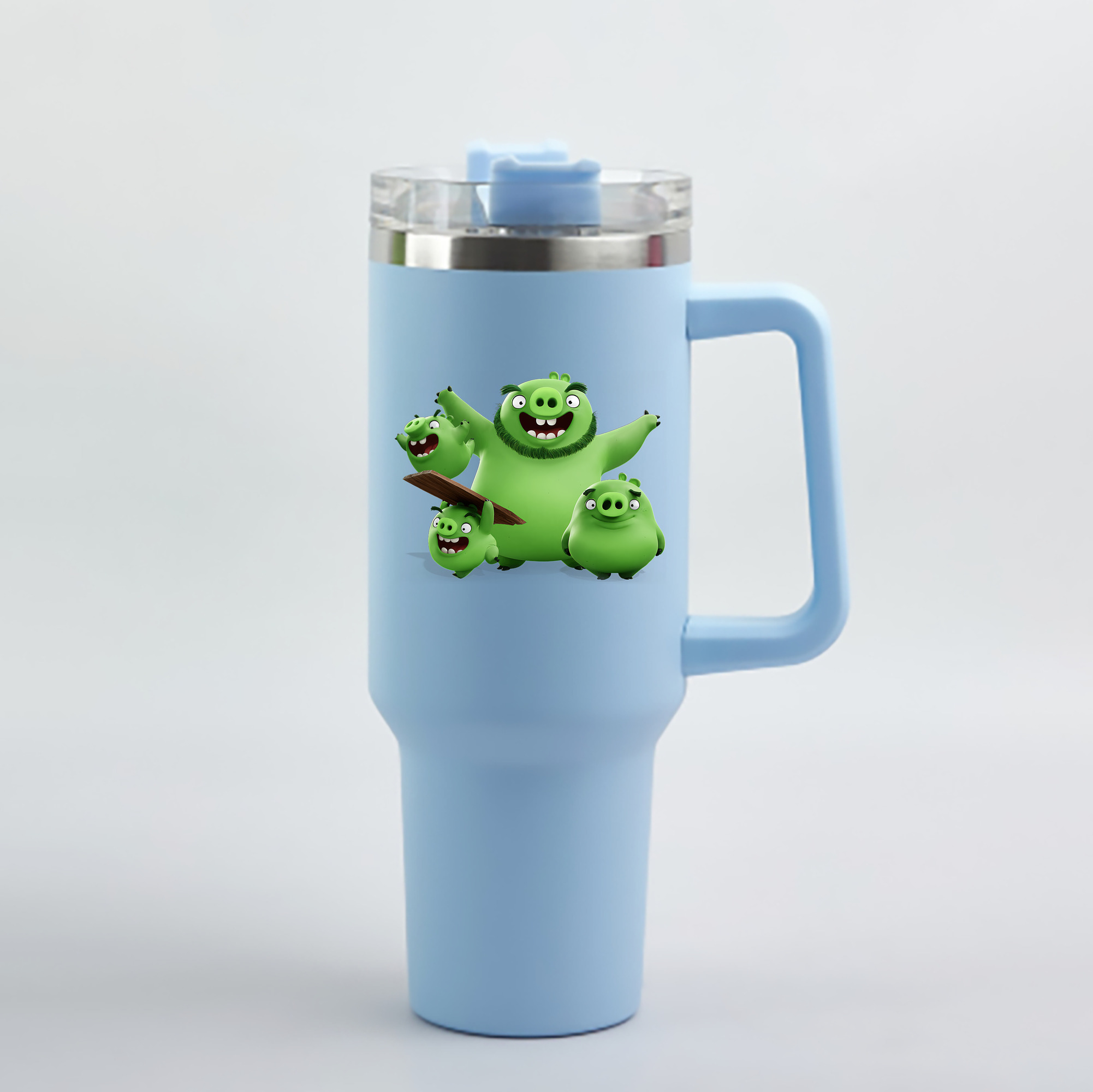 （画像用） Angry Birds アングリーバード 1200mL車用タンブラー - クリスタルステッカー（プラスチックストロー付き）