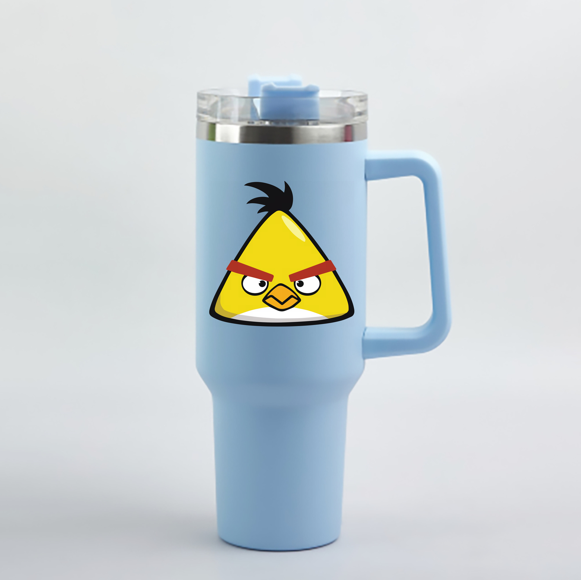 （画像用） Angry Birds アングリーバード 1200mL車用タンブラー - クリスタルステッカー（プラスチックストロー付き）