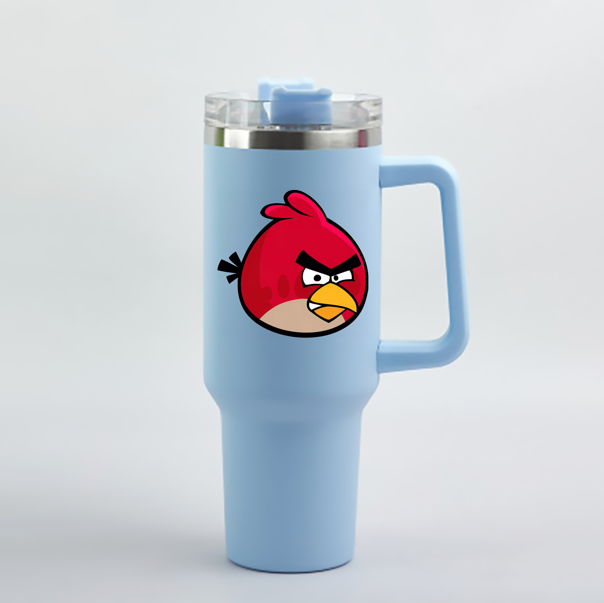 （画像用） Angry Birds アングリーバード 1200mL車用タンブラー - クリスタルステッカー（プラスチックストロー付き）