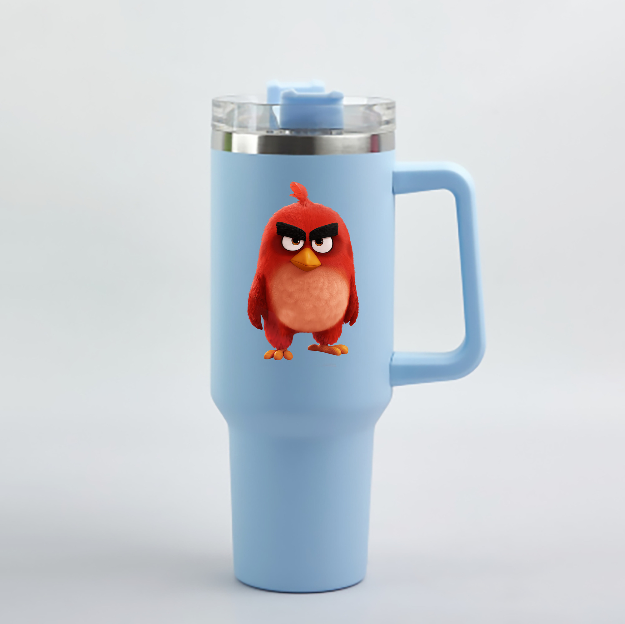 （画像用） Angry Birds アングリーバード 1200mL車用タンブラー - クリスタルステッカー（プラスチックストロー付き）