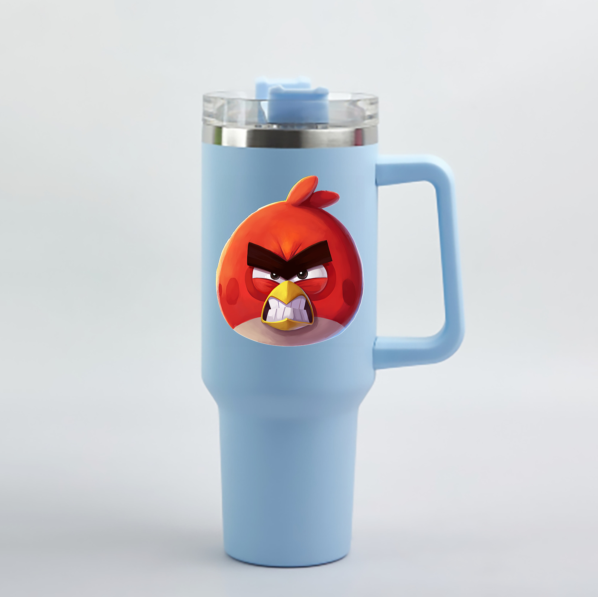 （画像用） Angry Birds アングリーバード 1200mL車用タンブラー - クリスタルステッカー（プラスチックストロー付き）