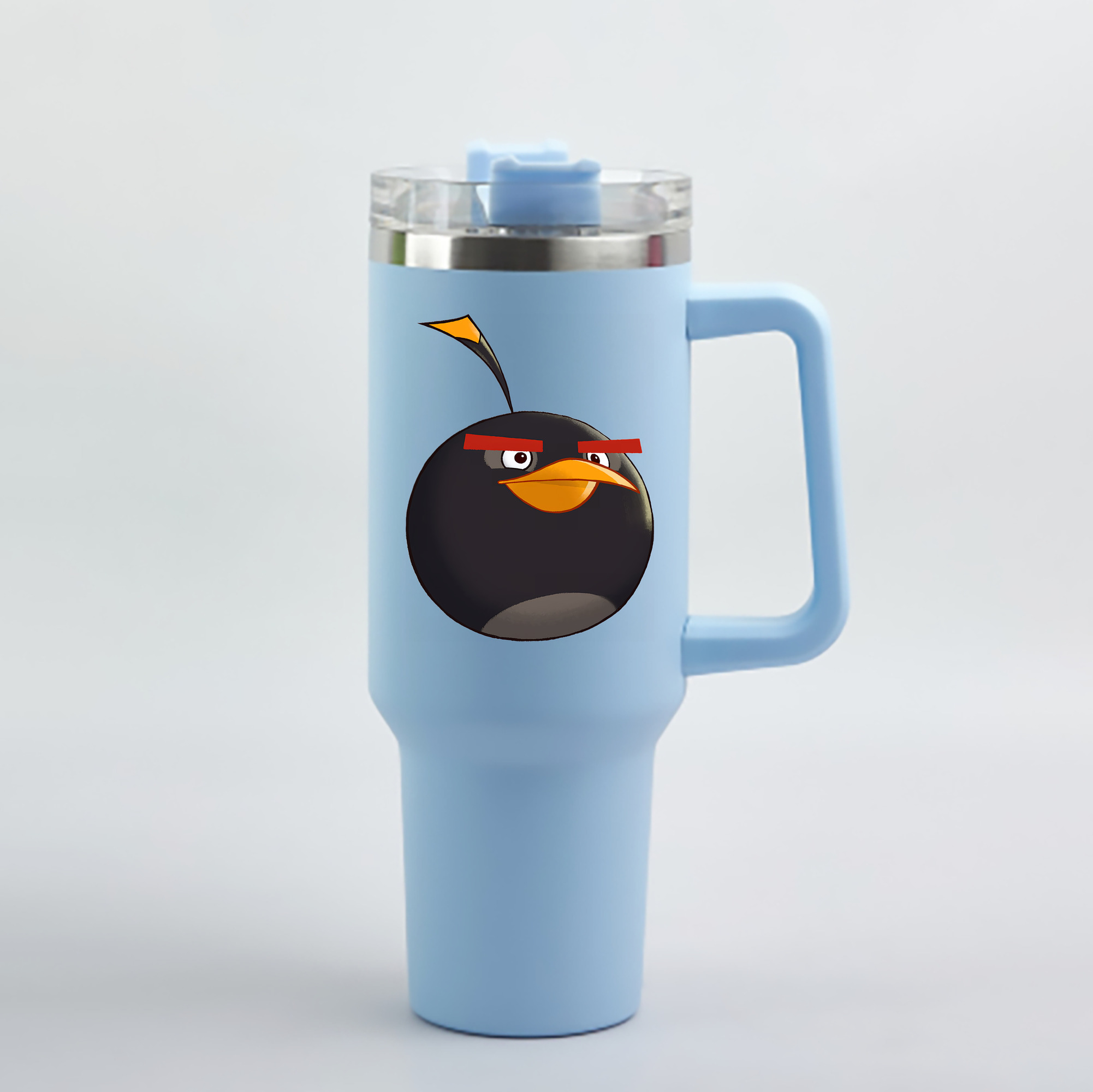 （画像用） Angry Birds アングリーバード 1200mL車用タンブラー - クリスタルステッカー（プラスチックストロー付き）