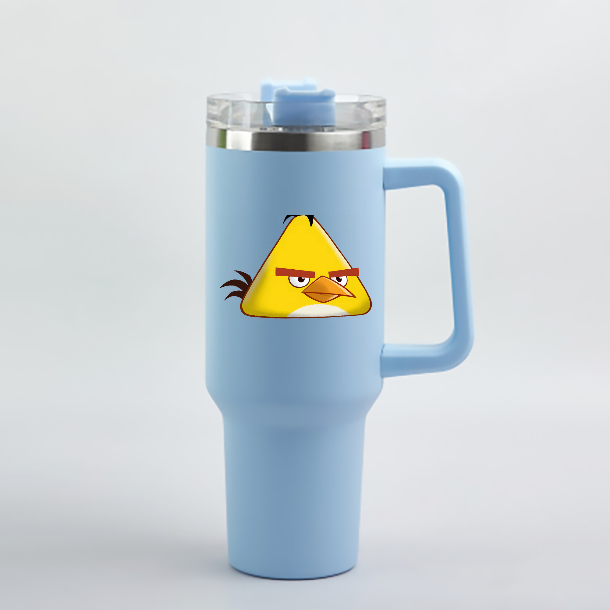 （画像用） Angry Birds アングリーバード 1200mL車用タンブラー - クリスタルステッカー（プラスチックストロー付き）