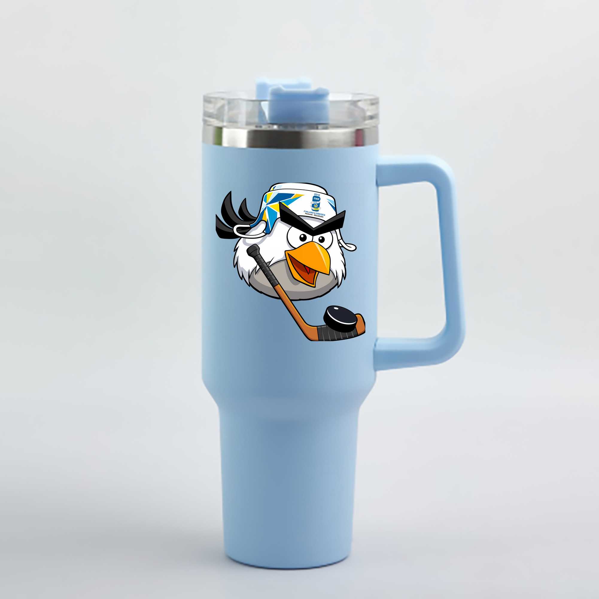 （画像用） Angry Birds アングリーバード 1200mL車用タンブラー - クリスタルステッカー（プラスチックストロー付き）